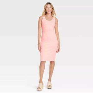 Universal Thread Womens Light Neon Pink Ribbed Scoop Neck Tank Dress Large
